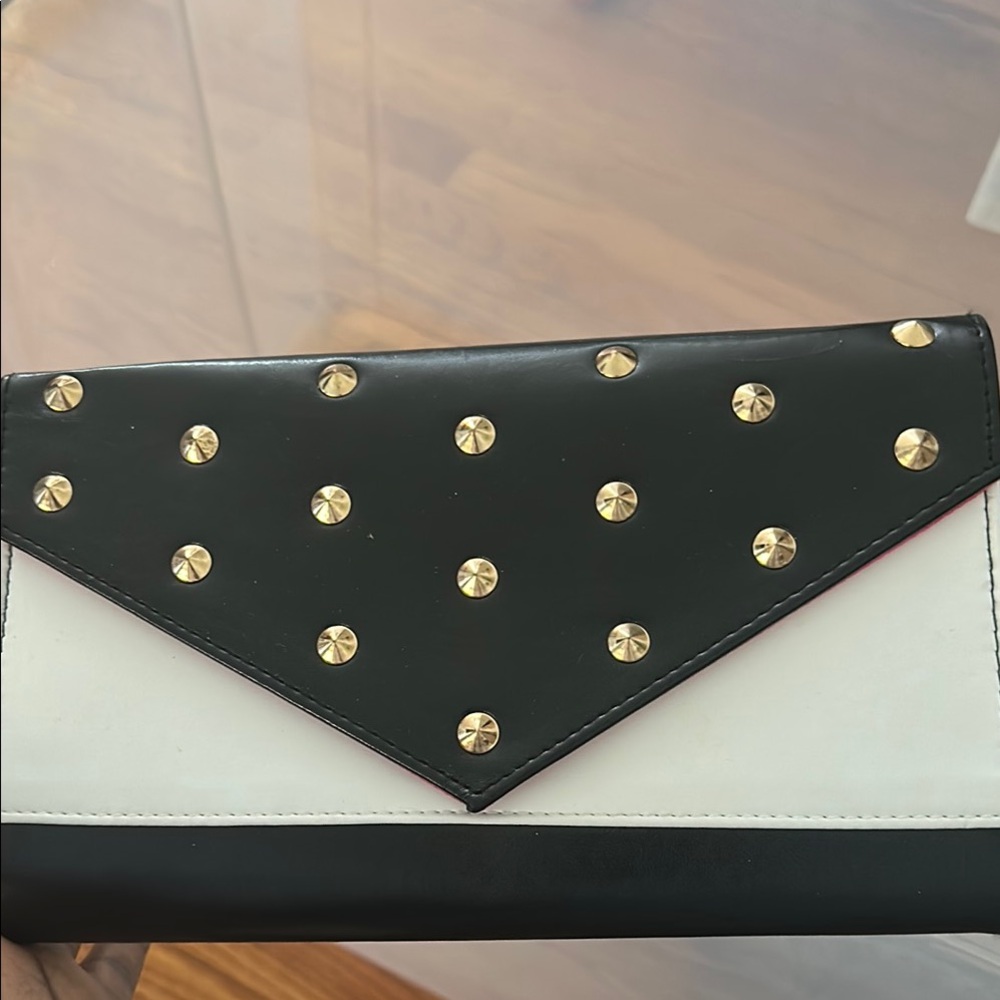 Studded Black and White Clutch